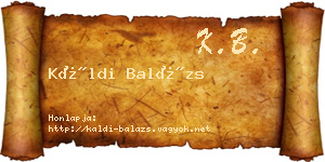 Káldi Balázs névjegykártya