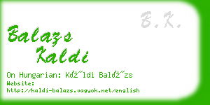 balazs kaldi business card